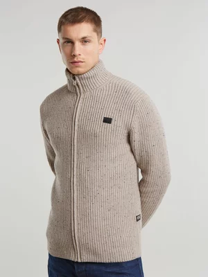 G-Star Men's Double Collar Knitted Beige Sweater Jacket