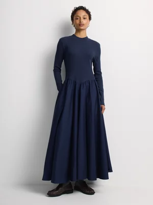 Fit & Flare Combo Maxi Dress