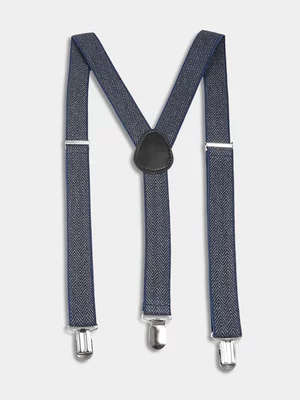 Markham Men's Herringbone Navy Suspenders