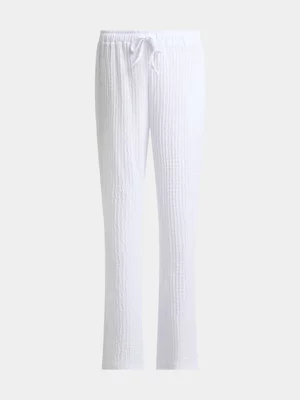 Jet Teen Girls White Crinkle Graphic Pants
