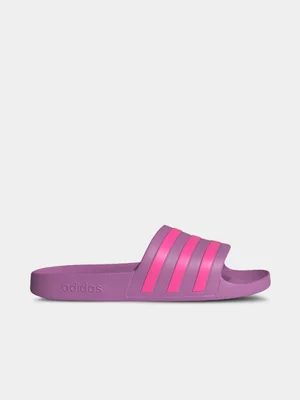 adidas Womens Adilette Aqua Pink/Purple Slides