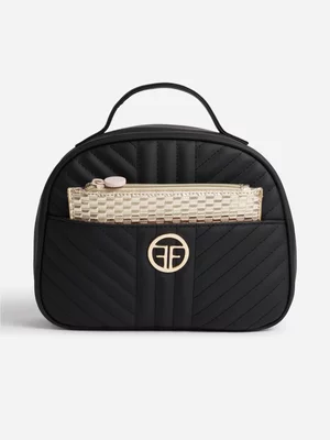 Foschini All Woman Oval Quillted Cosmetic Bag with Pouch