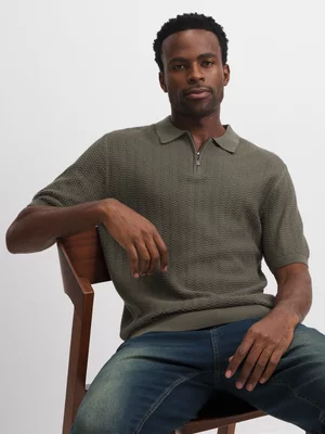 Exact Men's Fatigue  Textured Quarter Zip Golfer