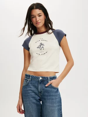 Women's Cotton On Blue Retro Raglan Graphic T-Shirt