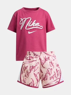Nike Toddler Girls Essential All-Over Print Tempo Pink Set