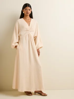 Women's Iconography Dolman Sleeve Fit & Flare Maxi Dress Cream