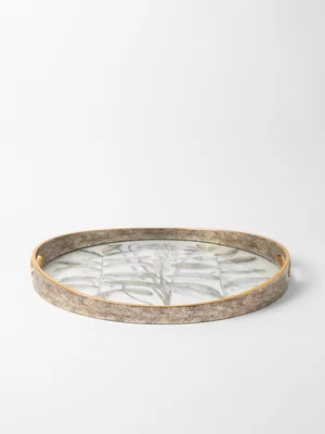 Tray Golden Leaves Curved Edge 45cm