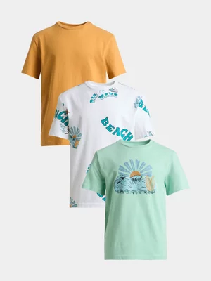 Exact Younger Boy's Yellow & Green 3-Pack Graphic T-Shirts