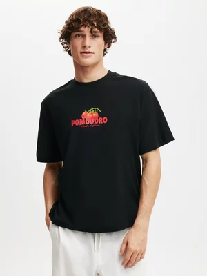Men's Cotton On Black Cropped Fit Graphic T-Shirt