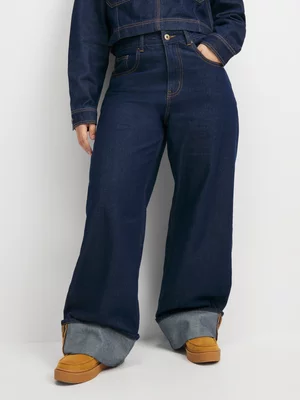 Redbat Women's Raw Blue Turn Up Jeans