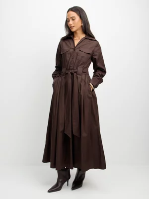 Jet Women’s Brown Plain Poplin Maxi Dress