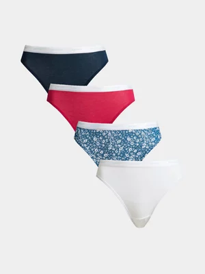 Jockey 4-Pack Navy Cloud Daisies French Cut Briefs