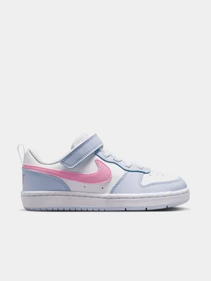 Nike Junior Pre-School Court Borough Essential White/Blue/Pink Low Sneakers 