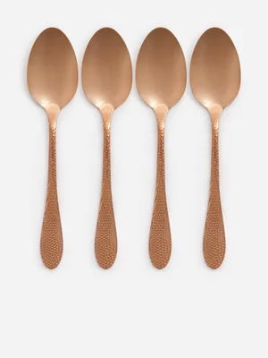 Jet Home Rose Gold 4 Piece Hammered Spoon Set