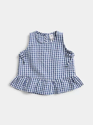 Jet Toddler Girls Navy Seersucker Top