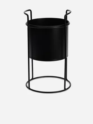 H & S Collection Flowerpot Stand Pot Black