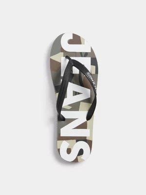 Relay Jeans Men's Printed Camo Green Rubber Flip Flops