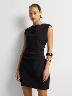 Ruched Shoulderpad Mini Dress
