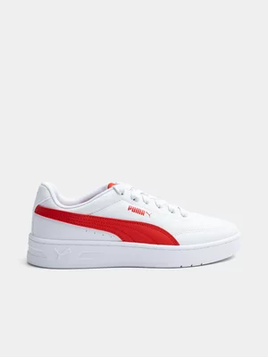 Junior Puma Court Classic Clean White/Red Sneaker