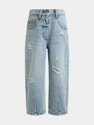 Exact Older Girl's Light Wash Barrel Leg Jeans 
