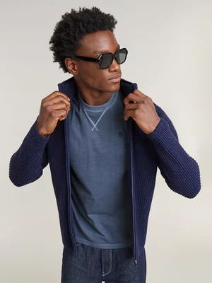 G-Star Men's Collar Zip Knit Purple Sweater