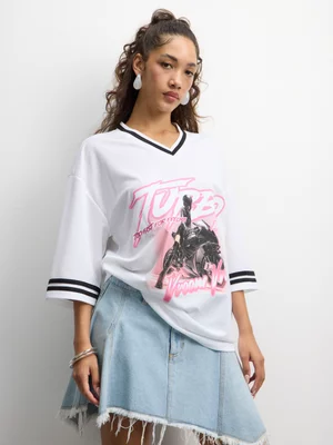 The FIX Women's White Turbo Babe Graphic Top