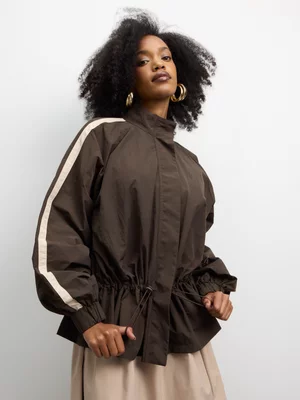 The FIX Women's Brown Taslon Toggled  Bomber