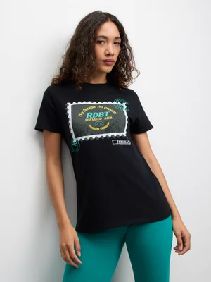 Redbat Women's Stamp Graphic Black T-Shirt