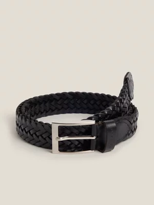 Fabiani Men's Black Leather Braided Belt
