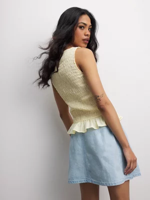 The FIX Women's Light Wash Pleated Skirt