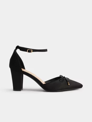 Exact Women's Black Ankle Strap Block Heels