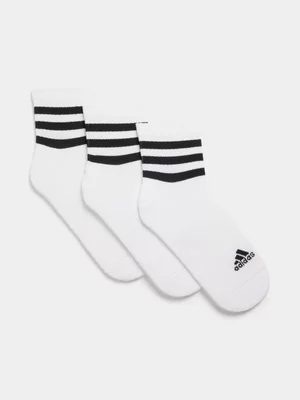 adidas 3-Stripes Mid 3Pack White/Black Socks
