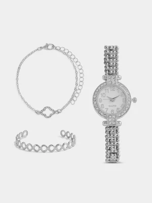 The FIX Women's Silver Watch & Bracelet set 