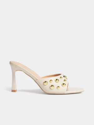 The FIX Women's Natural Studded Mule Heels