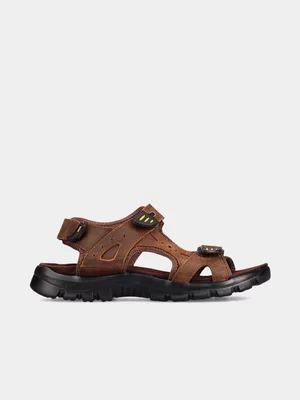 Men's Jeep Brown Trackhawk Open Leather Sandals