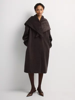 Relaxed Fit Scarf Detail Coat