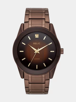 Relic By Fossil Rylan Brown Plated Bracelet Watch