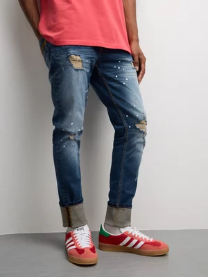 Redbat Men’s Splatter Dark Blue Skinny Jeans