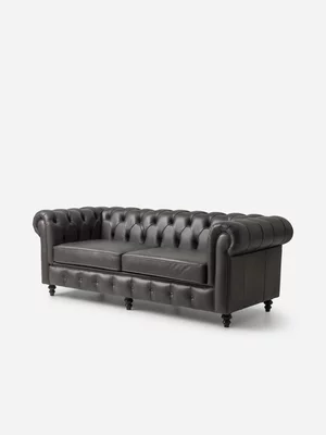 Madison 3 seater leather Codiac Charcoal