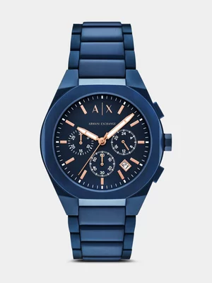 Armani Exchange Blue Plated Stainless Steel Chronograph Bracelet Watch