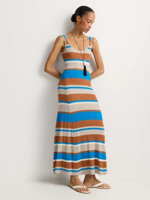 Stripe Fit & Flare Knitwear Dress
