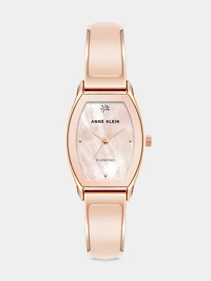 Anne Klein Rose Plated Blush Enamel Bracelet Watch