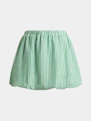 Jet Older Girls Green And White Stripe Bubble Skirt