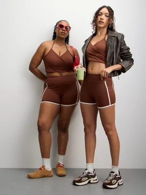 The FIX Women's Brown Halterneck Wrap Cami Top