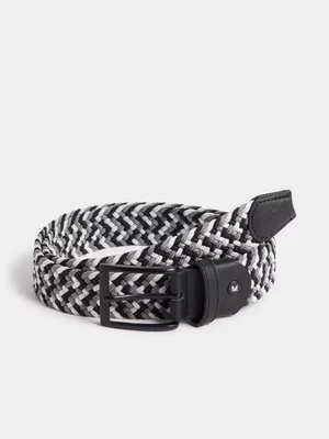 Markham Men's Woven Charcoal Marled Elastic belt