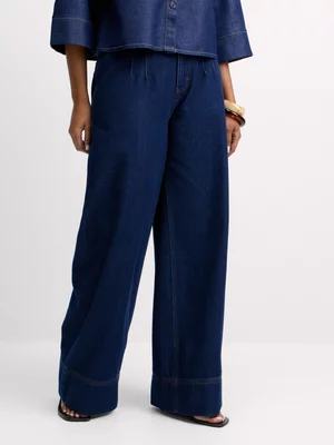 Exact Women's Raw Dark Wash Wide Leg Pants 