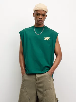 Redbat Men's Plane Graphic Green Tank Top