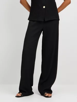 Exact Women's Black Textured Pull-On Pants