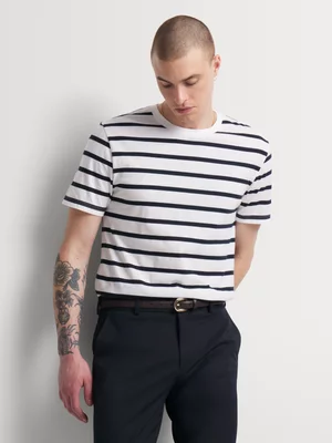 Markham Men's  Horizontal Stripe Navy/White T-Shirt