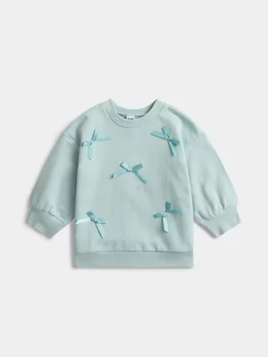 Jet Toddler Girls Turquoise 3D Tulle Bows Fashion Active Top